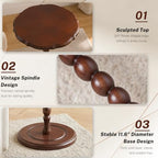 Solid Wood Round Side Table, Small Drink Table, Pedestal Side Table, alternate view 4