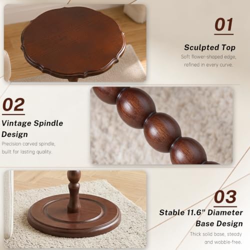Solid Wood Round Side Table, Small Drink Table, Pedestal Side Table, alternate view 4
