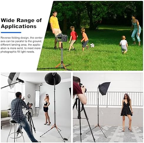 Soopho Portable Photography Light Stand Adjustable 7ft Aluminum Light Tripod Stand with 180° Reversible Leg, alternate view 3