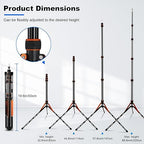 Soopho Portable Photography Light Stand Adjustable 7ft Aluminum Light Tripod Stand with 180° Reversible Leg, alternate view 4