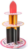 Spa Party Decorations Stand - 3 Tier Makeup Cupcake Tower Holder in Pink