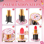 Spa Party Decorations Stand - 3 Tier Makeup Cupcake Tower Holder in Pink, alternate view 5