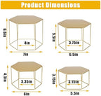 Space-Saving Gold Metal Buffet Display Risers Set - 4 Nesting Food Service Stands for Dessert, Cake, Cupcake &, alternate