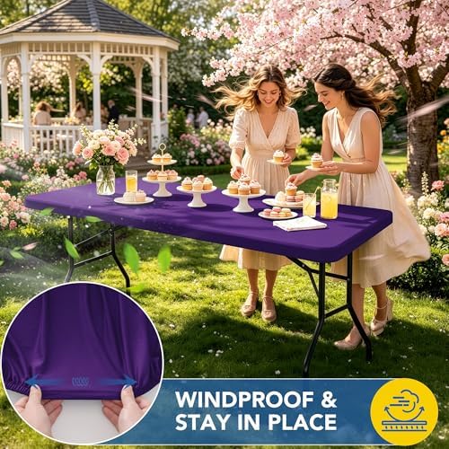 Spandex 6ft Table Cover Fitted-Elastic Outdoor Picnic Table Cloths, alternate view 3