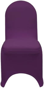 Spandex Banquet Chair Cover - Eggplant, Wedding Slip Covers, Premium Quality Chair Cover, alternate view 5