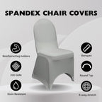 Spandex Banquet Chair Cover - Gray, Wedding Slip Covers, Premium Quality Chair Cover in Gray, alternate view 3