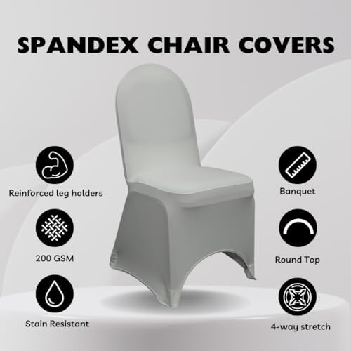 Spandex Banquet Chair Cover - Gray, Wedding Slip Covers, Premium Quality Chair Cover in Gray, alternate view 3