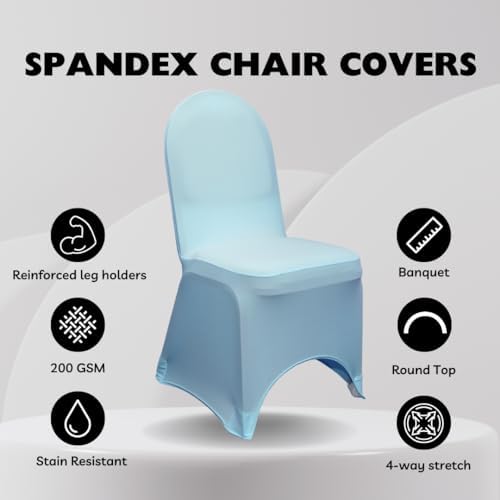 Spandex Banquet Chair Cover - Light Blue, Stretch Fitted Banquet Upholstered Chair Seat Cushion Cover, Removable, alternate