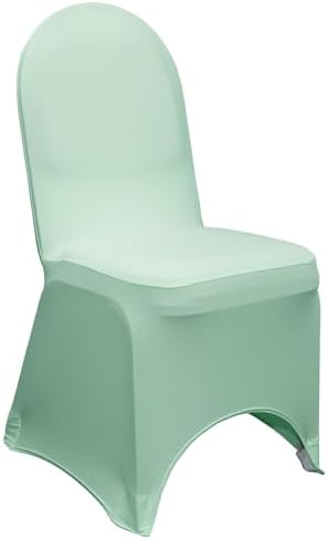 Spandex Banquet Chair Cover - Mint, Stretch Fitted Banquet Upholstered Chair Seat Cushion Cover, Removable