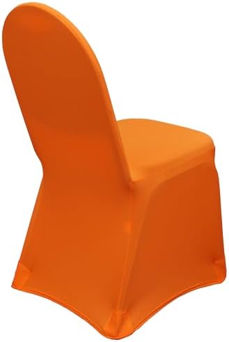 Spandex Banquet Chair Cover - Orange, Wedding Slip Covers, Premium Quality Chair Cover in Orange, alternate view 5