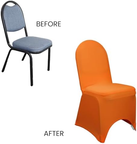 Spandex Banquet Chair Cover - Orange, Wedding Slip Covers, Premium Quality Chair Cover in Orange, alternate view 6