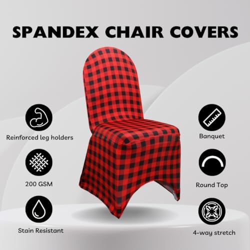 Spandex Banquet Chair Cover, Red Buffalo Plaid, alternate view 3