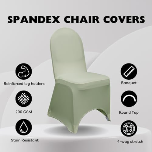 Spandex Banquet Chair Cover - Sage, Stretch Fitted Banquet Upholstered Chair Seat Cushion Cover, Removable, alternate view 3