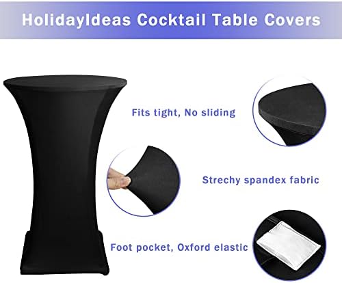 Spandex Black Cocktail Table Covers for 30-32 Inch High Top Pub 2 Pack, alternate view 5