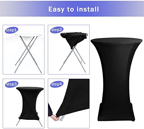Spandex Black Cocktail Table Covers for 30-32 Inch High Top Pub 2 Pack, alternate view 6