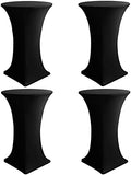 Spandex Black Cocktail Table Covers for 30-32 Inch High Top Pub 4 Pack