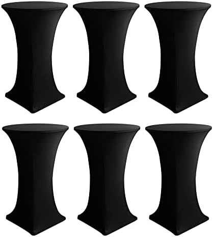 Spandex Black Cocktail Table Covers for 30-32 Inch High Top Pub 6 Pack