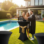 Spandex Black Cocktail Table Covers for 30-32 Inch High Top Pub 6 Pack, alternate view 2
