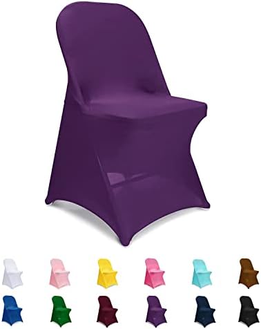 Spandex Chair Covers, Purple Folding Chair Covers 12 Pack, Universal Fitted Chair Slipcovers for Wedding, Party