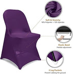 Spandex Chair Covers, Purple Folding Chair Covers 12 Pack, Universal Fitted Chair Slipcovers for Wedding, Party, alternate