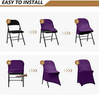Spandex Chair Covers, Purple Folding Chair Covers 12 Pack, Universal Fitted Chair Slipcovers for Wedding, Party, alternate