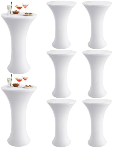 Spandex Cocktail Table Covers, 24x43 Inch, White, 8 Pack in 24x43 Inch in White