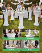 Spandex Cocktail Table Covers, 24x43 Inch, White, 8 Pack in 24x43 Inch in White, alternate view 3