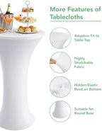 Spandex Cocktail Table Covers, 24x43 Inch, White, 8 Pack in 24x43 Inch in White, alternate view 4