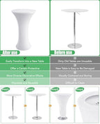 Spandex Cocktail Table Covers, 24x43 Inch, White, 8 Pack in 24x43 Inch in White, alternate view 5