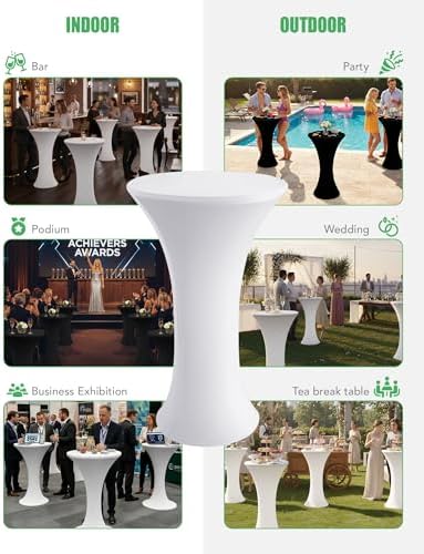 Spandex Cocktail Table Covers, 24x43 Inch, White, 8 Pack in 24x43 Inch in White, alternate view 6