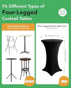 Spandex Cocktail Table Covers, 28x43 Inch, Black, 8 Pack in 28x43 Inch in Black, alternate view 3