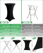 Spandex Cocktail Table Covers, 28x43 Inch, Black, 8 Pack in 28x43 Inch in Black, alternate view 5