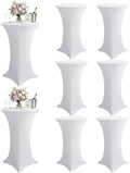 Spandex Cocktail Table Covers, 28x43 Inch, White, 8 Pack in 28x43 Inch in White