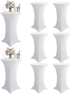 Spandex Cocktail Table Covers, 28x43 Inch, White, 8 Pack in 28x43 Inch in White