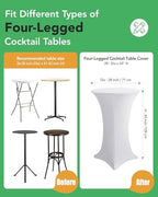 Spandex Cocktail Table Covers, 28x43 Inch, White, 8 Pack in 28x43 Inch in White, alternate view 2