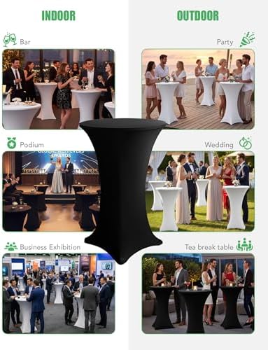 Spandex Cocktail Table Covers, 32x43 Inch, Black, 8 Pack in 32x43 Inch in Black, alternate view 6