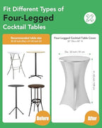 Spandex Cocktail Table Covers, 32x43 Inch, Shiny White, 8 Pack in 32x43 Inch, alternate view 3