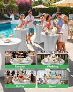 Spandex Cocktail Table Covers, 32x43 Inch, Shiny White, 8 Pack in 32x43 Inch, alternate view 4