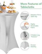 Spandex Cocktail Table Covers, 32x43 Inch, Shiny White, 8 Pack in 32x43 Inch, alternate view 5