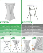 Spandex Cocktail Table Covers, 32x43 Inch, Shiny White, 8 Pack in 32x43 Inch, alternate view 6