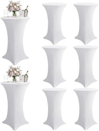 Spandex Cocktail Table Covers, 32x43 Inch, White, 8 Pack in 32x43 Inch in White