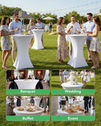 Spandex Cocktail Table Covers, 32x43 Inch, White, 8 Pack in 32x43 Inch in White, alternate view 3