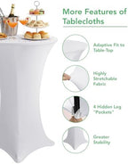 Spandex Cocktail Table Covers, 32x43 Inch, White, 8 Pack in 32x43 Inch in White, alternate view 4