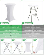 Spandex Cocktail Table Covers, 32x43 Inch, White, 8 Pack in 32x43 Inch in White, alternate view 5
