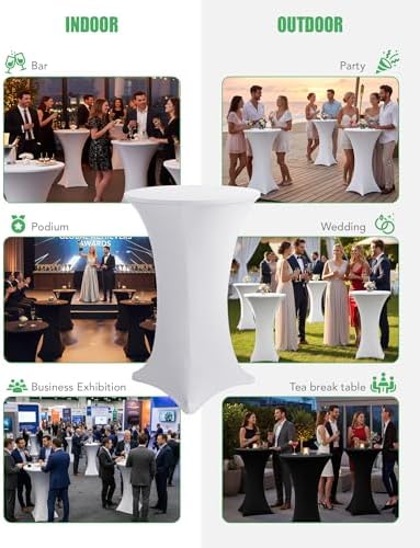 Spandex Cocktail Table Covers, 32x43 Inch, White, 8 Pack in 32x43 Inch in White, alternate view 6