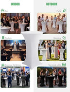 Spandex Cocktail Table Covers, 32x43 Inch, White, 8 Pack in 32x43 Inch in White, alternate view 6