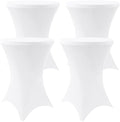 Spandex Cocktail Table Covers 4 Pack, Elastic Fitted Stretch Table Cloth, Round High Top Tablecloths for Bar