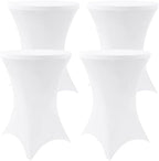 Spandex Cocktail Table Covers 4 Pack, Elastic Fitted Stretch Table Cloth, Round High Top Tablecloths for Bar