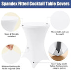 Spandex Cocktail Table Covers 4 Pack, Elastic Fitted Stretch Table Cloth, Round High Top Tablecloths for Bar, alternate view