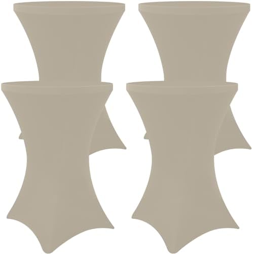 Spandex Cocktail Table Covers 4 Pack, Elastic Fitted Stretch Table Cloth, Round High Top Tablecloths for Bar